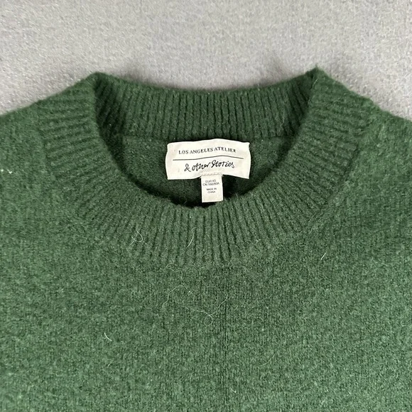 & Other‎ Stories Sweater Womens XS Green Balloon Sleeve Crewneck Knit Pullover - Picture 2 of 11
